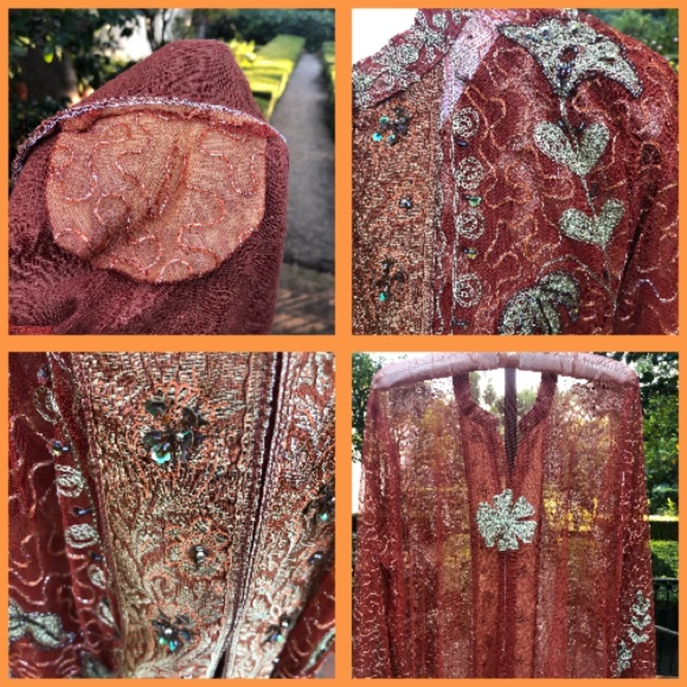 ❤️ Vtg Embroidered Women’s Caftan Kaftan Plus 1X - Picture 10 of 11